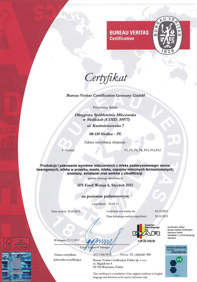 certyfikat IFS pl