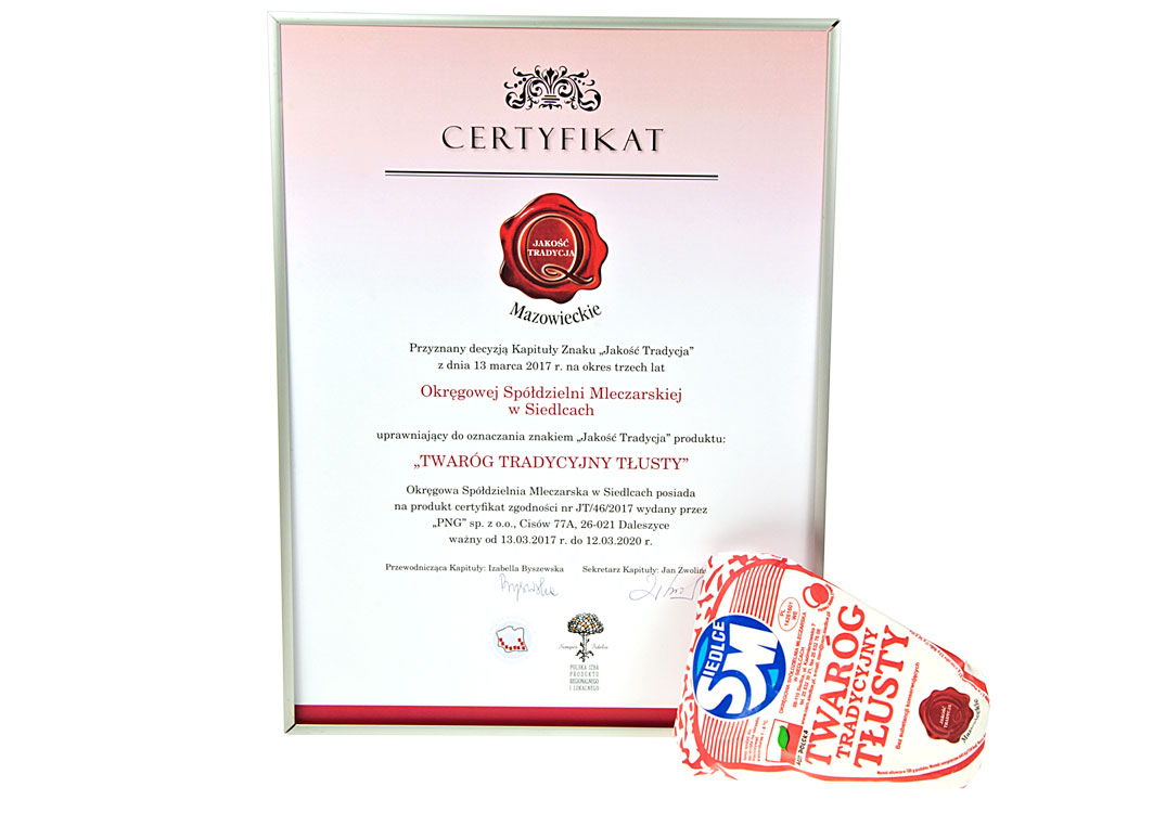 2017 certyfikat twarog tradycyjny